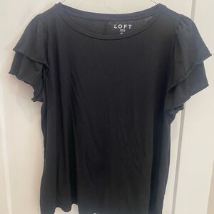 LOFT Elegant Black Short Sleeve Top